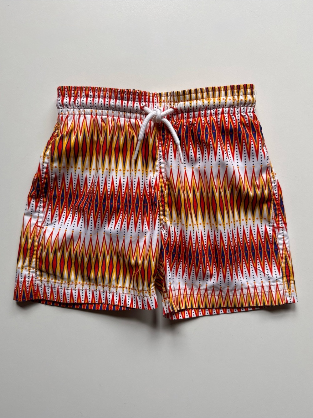 Stella Cove Boy’s Red & Yellow Geometric Patterned Swim Shorts - Size 18M